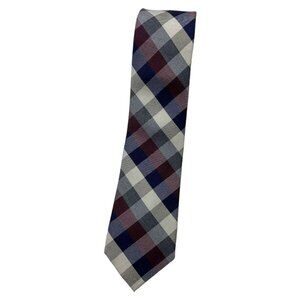 NWT TOMMY HILFIGER Men's Wool Silk Necktie DESIGNER Tie Blue Red Tartan W:3.2"
